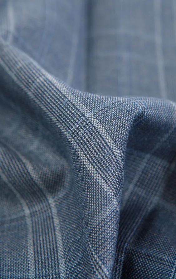 Light Blue Check Suit Jacket with Peak Lapel thumbnail 7