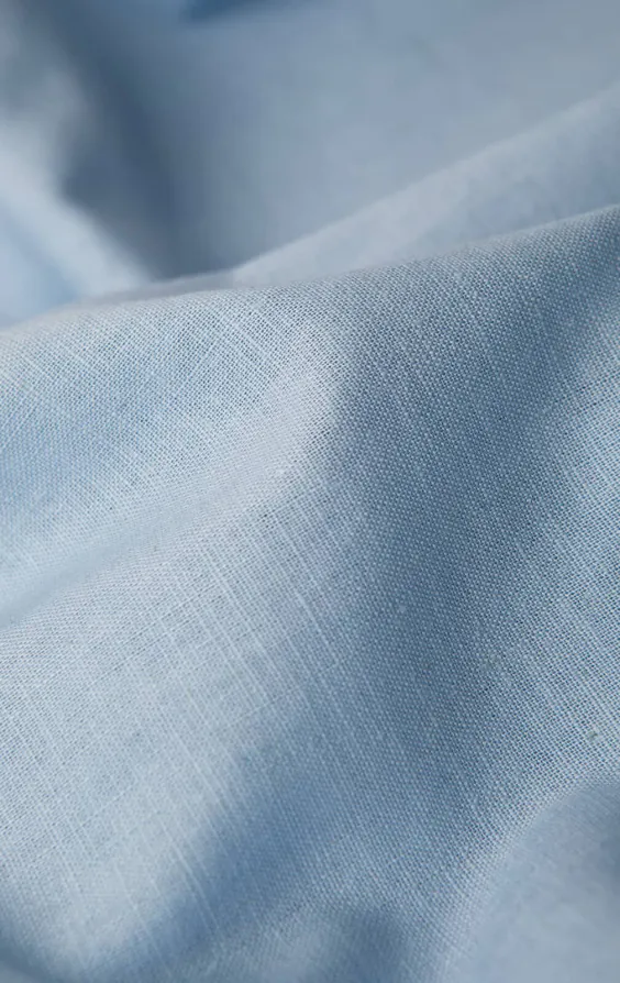Light Blue Linen Cuban Collar Shirt with Contrast Tipping - photo 4 Light Blue Linen Cuban Collar Shirt with Contrast Tipping - photo 4