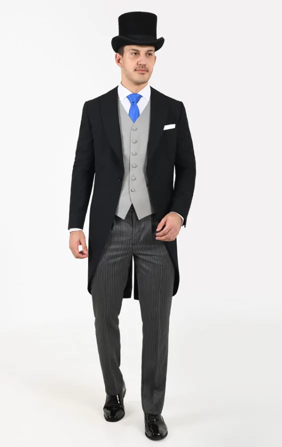 Wool Herringbone Morning Suit Top Hat Waistcoat Dress Shirt Tie Dobell
