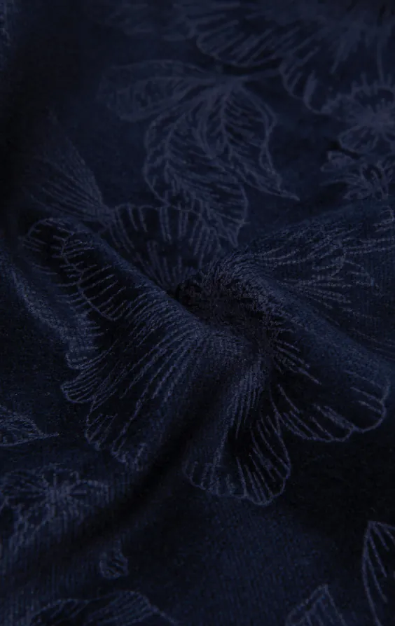 Navy Floral Jacquard Velvet Tuxedo Jacket thumbnail 7