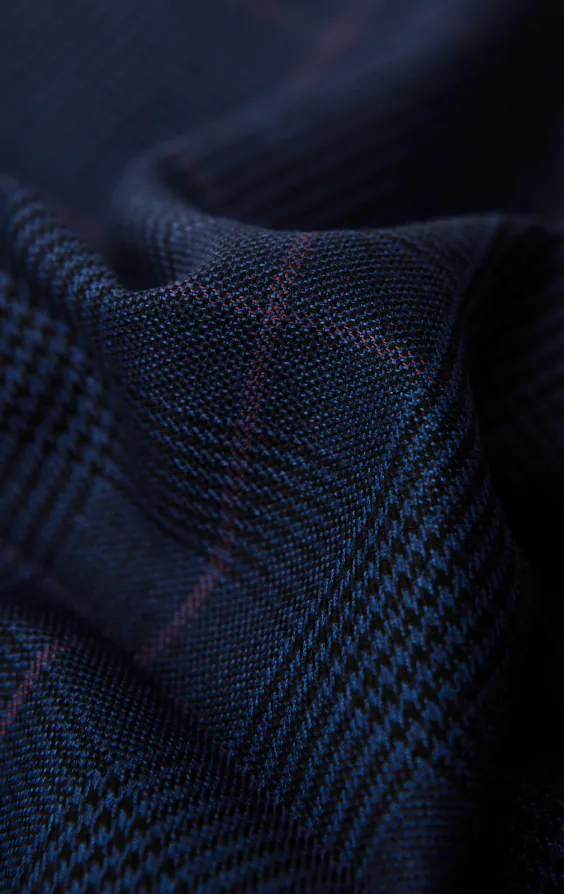 Navy with Pink Check Suit Trousers - photo 3
