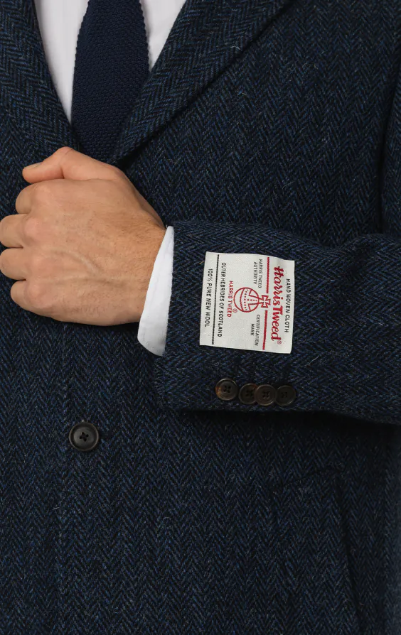Harris Tweed Blue Herringbone Tweed Overcoat - photo 2