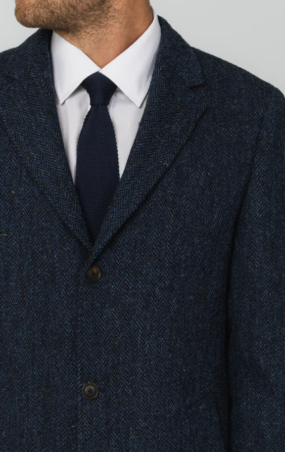 Harris Tweed Blue Herringbone Tweed Overcoat - photo 3
