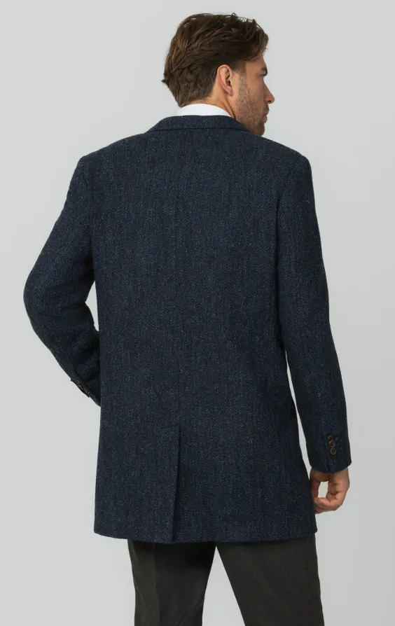 Harris Tweed Blue Herringbone Tweed Overcoat - photo 5