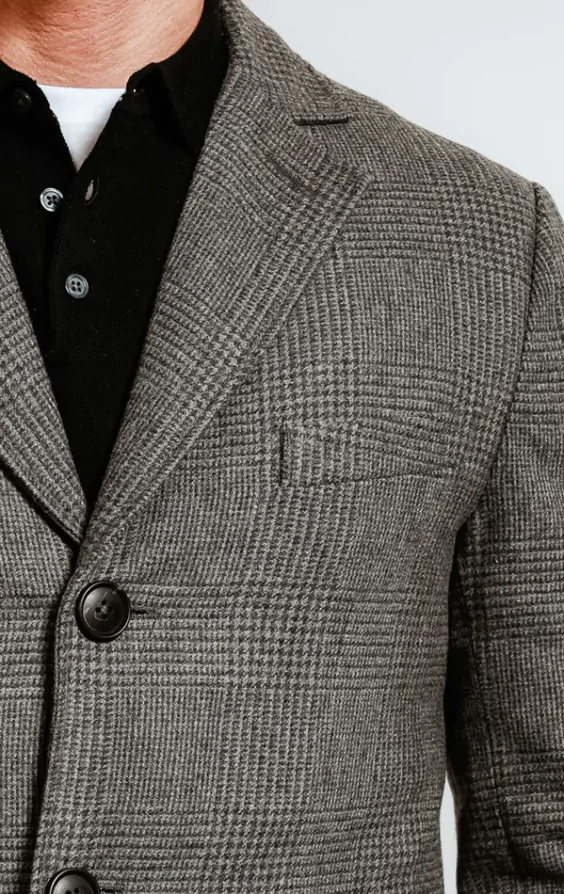 Prince of wales check mens overcoat shop