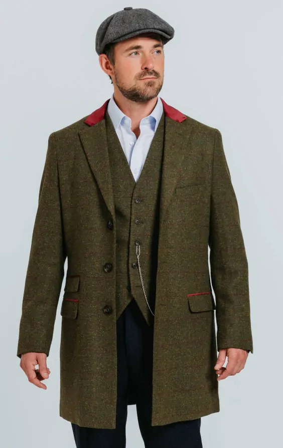Double breasted tweed overcoat outlet