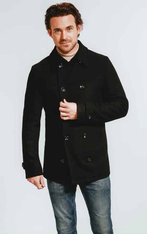 Dobell Black Reefer Overcoat