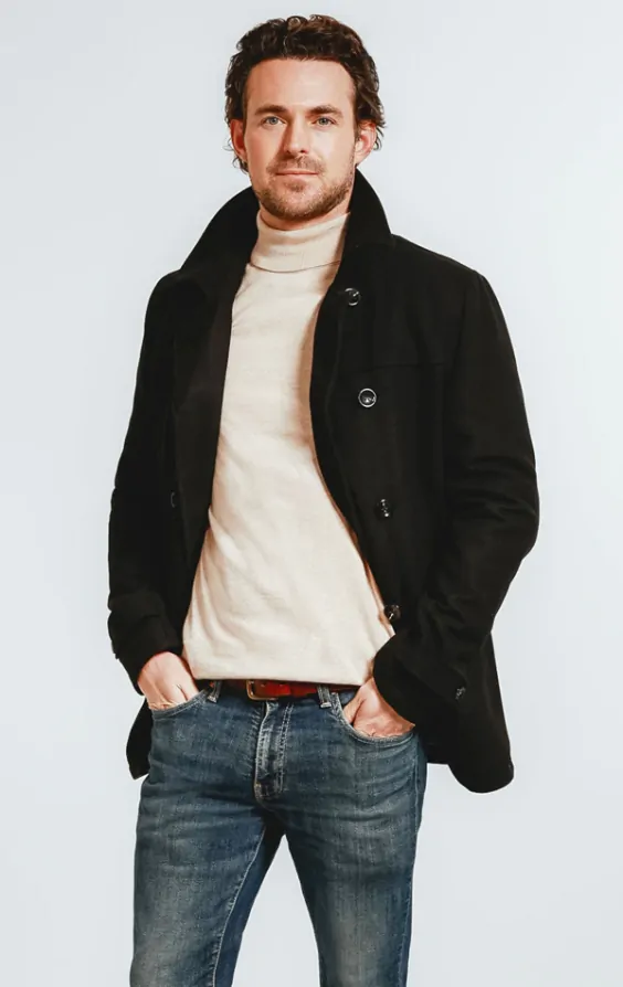 Dobell Black Reefer Overcoat