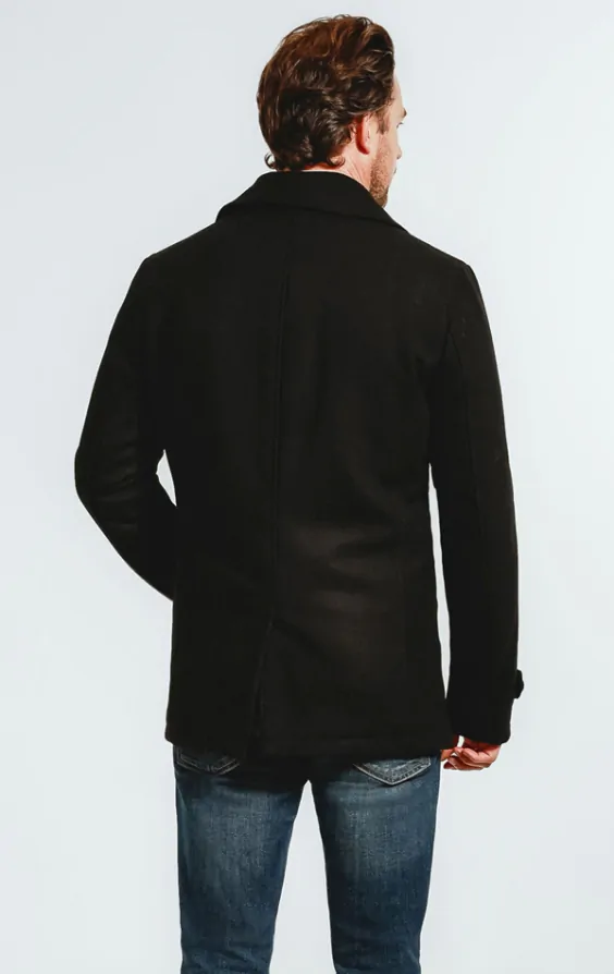 Dobell Black Reefer Overcoat
