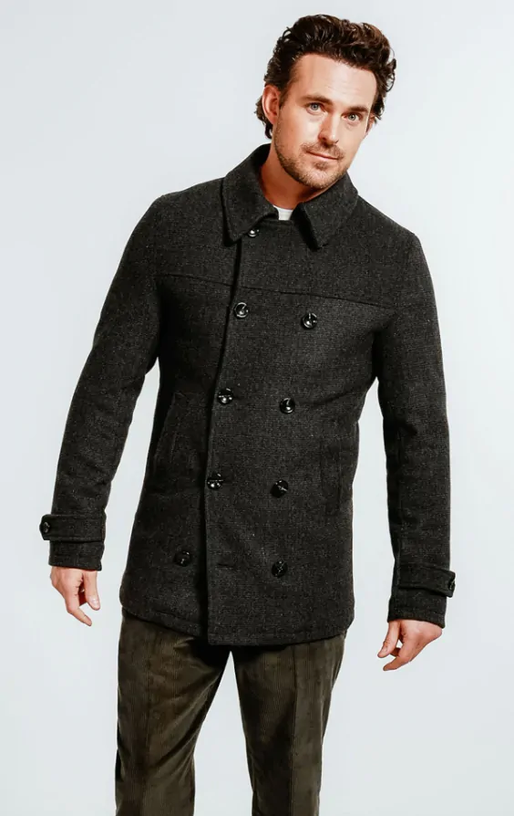 Charcoal grey pea coat cheap