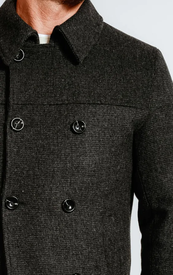 Dobell Charcoal Grey Reefer Overcoat
