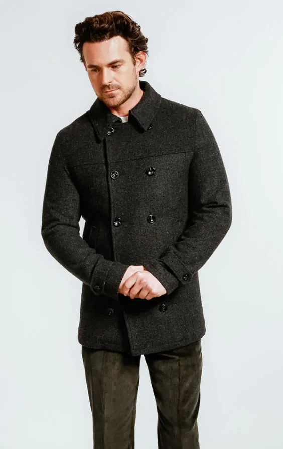 Charcoal wool overcoat top