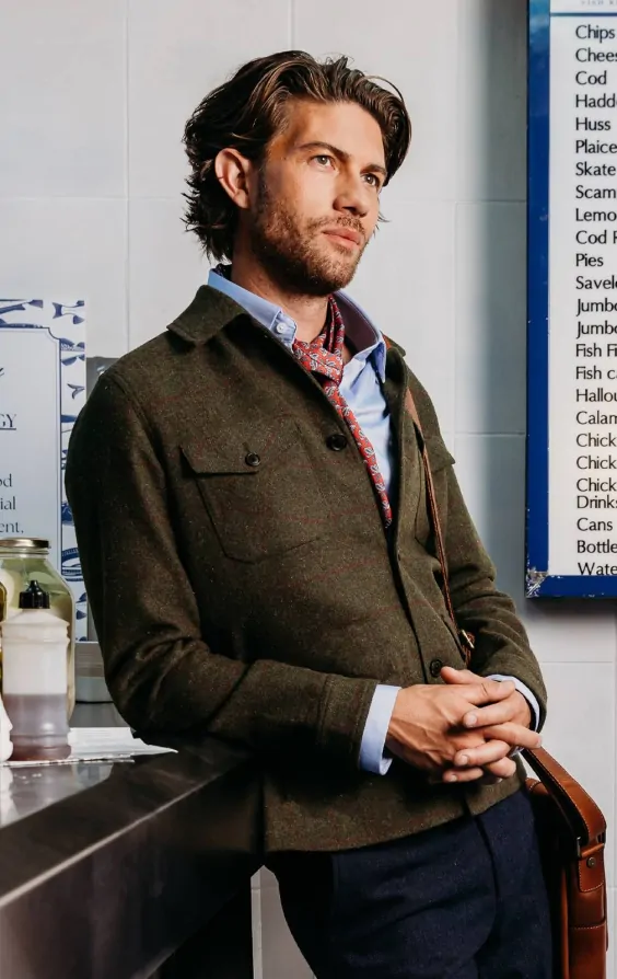 ジャケット・アウター MLVINCE CHECK TWEED SHIRTS green Green Windowpane Check Tweed Jacket | Dobell