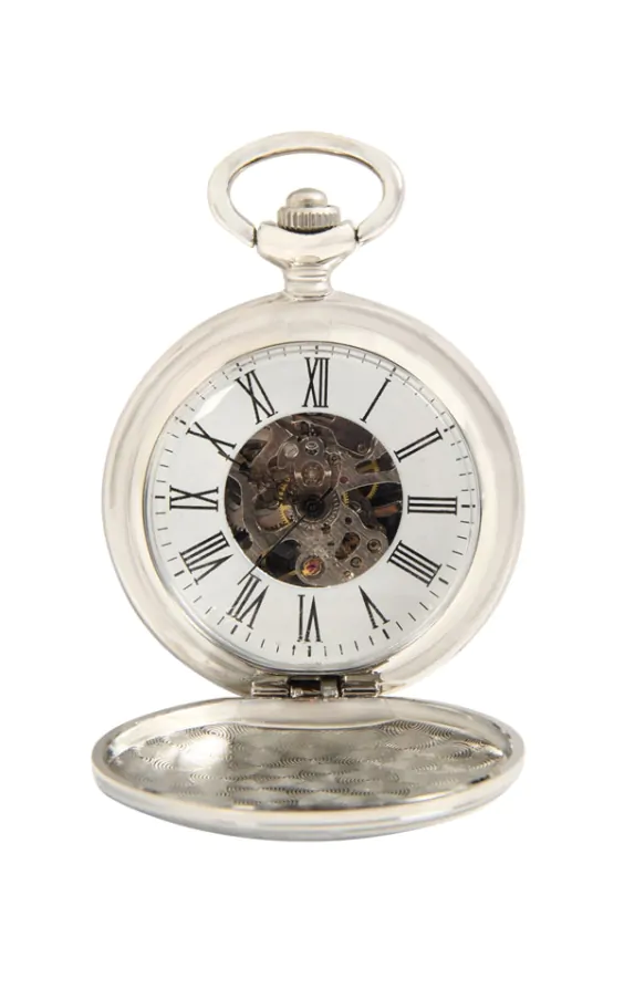 その他 Analogue Pocket Silver Silver Coloured Skeleton Pocket Watch | Dobell