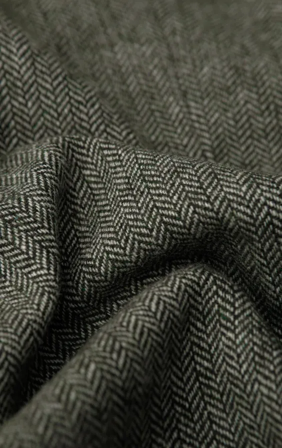 Sage Green Herringbone Tweed Trousers - photo 3