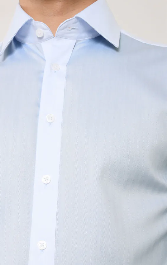 Light Blue Herringbone 100% Cotton Easy Care Shirt - photo 1 Light Blue Herringbone 100% Cotton Easy Care Shirt - photo 1