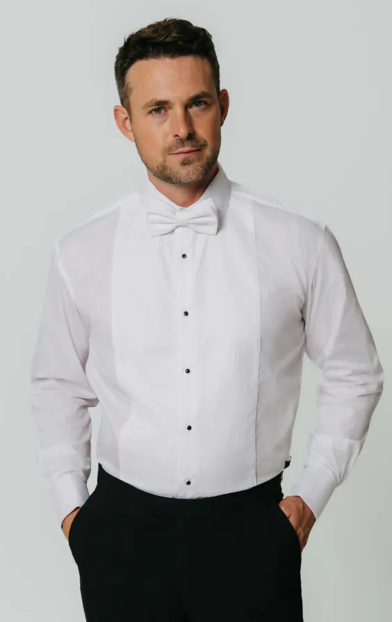 Standard Collar Marcella Front White Dress Shirt by Dobell Dobell - Main Image