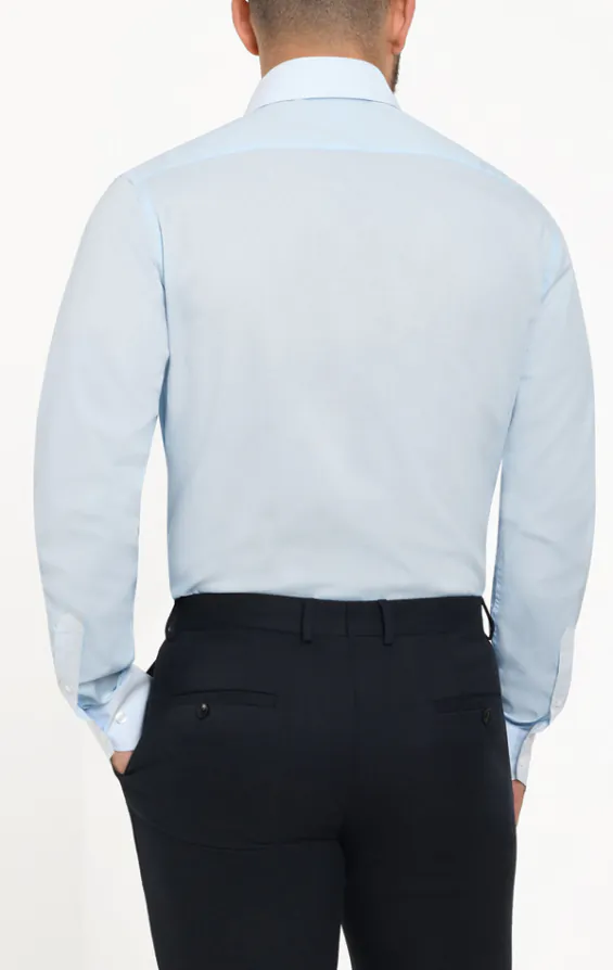 Light Blue 100% Cotton Poplin Easy Care Shirt - photo 2
