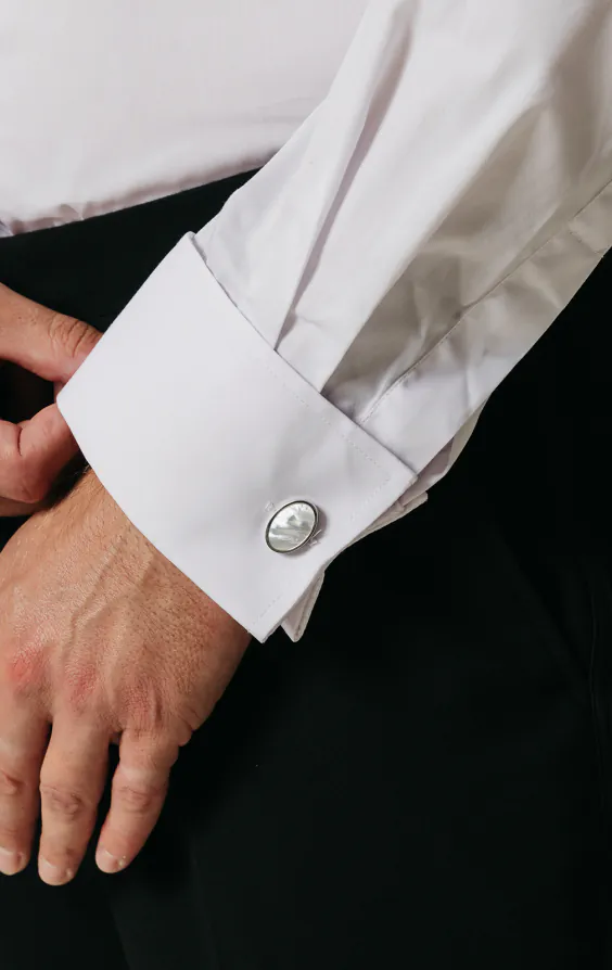 White Dress Shirt with Stud Buttons - photo 3