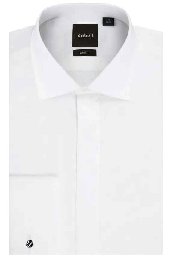 White Slim Fit Dress Shirt with Classic Collar - photo 1