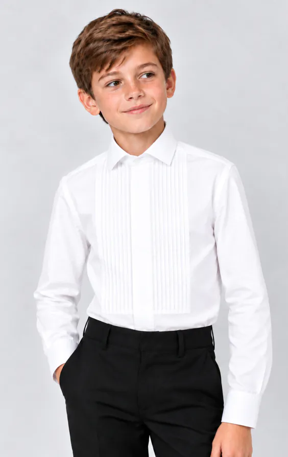 Boys Standard Collar Pleated Front Dress Shirt - photo 1 Boys Standard Collar Pleated Front Dress Shirt - photo 1