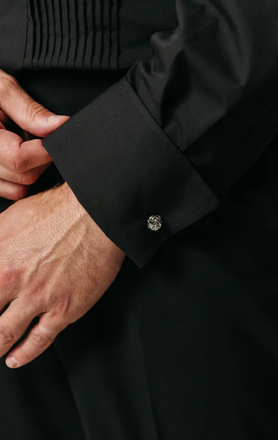 Standard Collar Pleated Front Black Dress Shirt - photo 3 Standard Collar Pleated Front Black Dress Shirt - photo 3