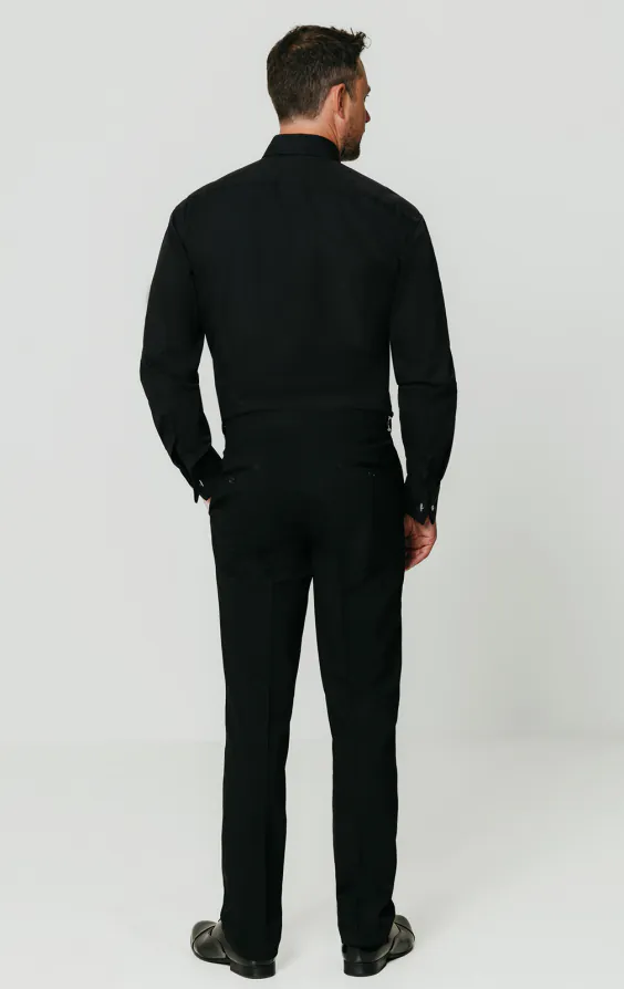 Standard Collar Pleated Front Black Dress Shirt - photo 4 Standard Collar Pleated Front Black Dress Shirt - photo 4