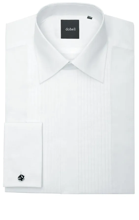 White Slim Fit Pleated Front Dress Shirt with Classic Collar - photo 1 White Slim Fit Pleated Front Dress Shirt with Classic Collar - photo 1