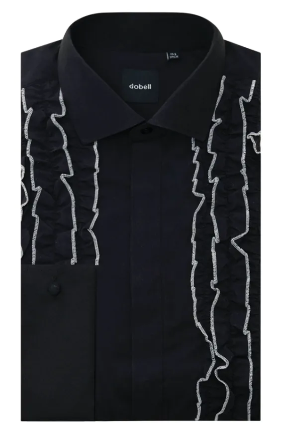 Black Dress Shirt with White Tipped Ruffle Front - photo 1 Black Dress Shirt with White Tipped Ruffle Front - photo 1