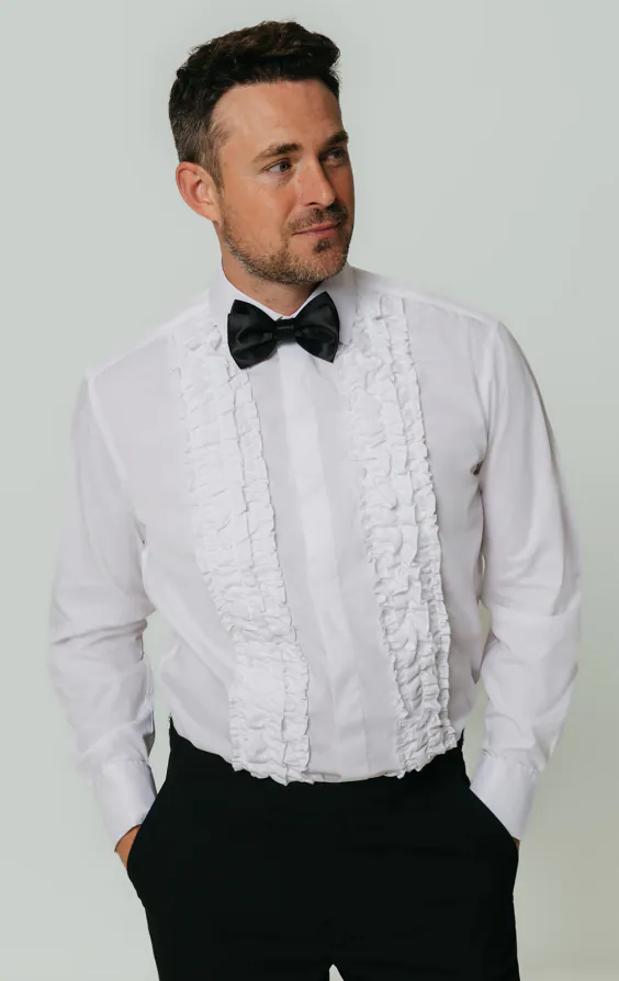 White Dress Shirt With Ruffle Front