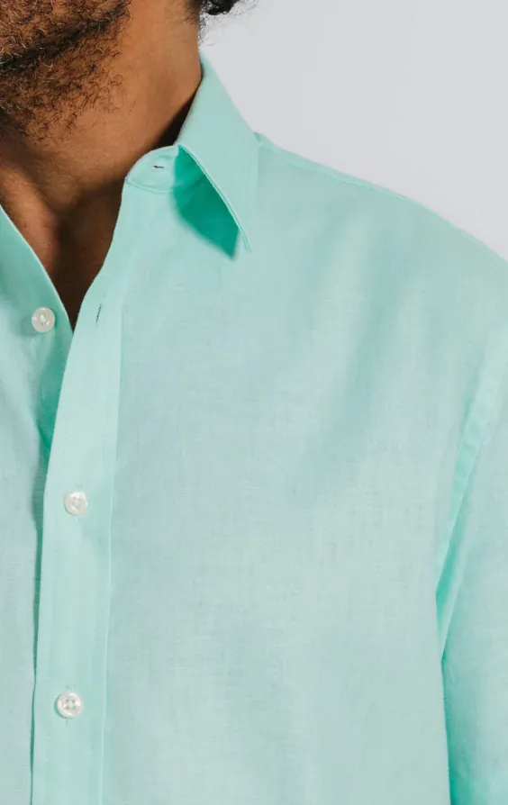 Aqua Linen Short Sleeve Shirt - photo 2