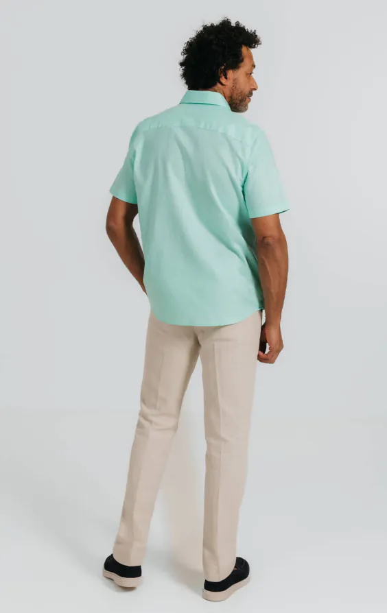 Aqua Linen Short Sleeve Shirt - photo 3