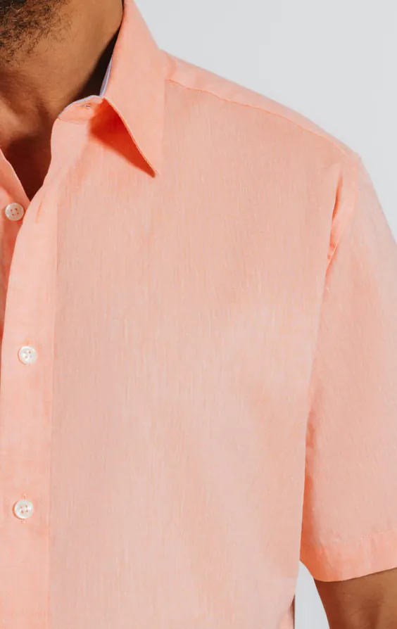 Orange Linen Short Sleeve Shirt - photo 2