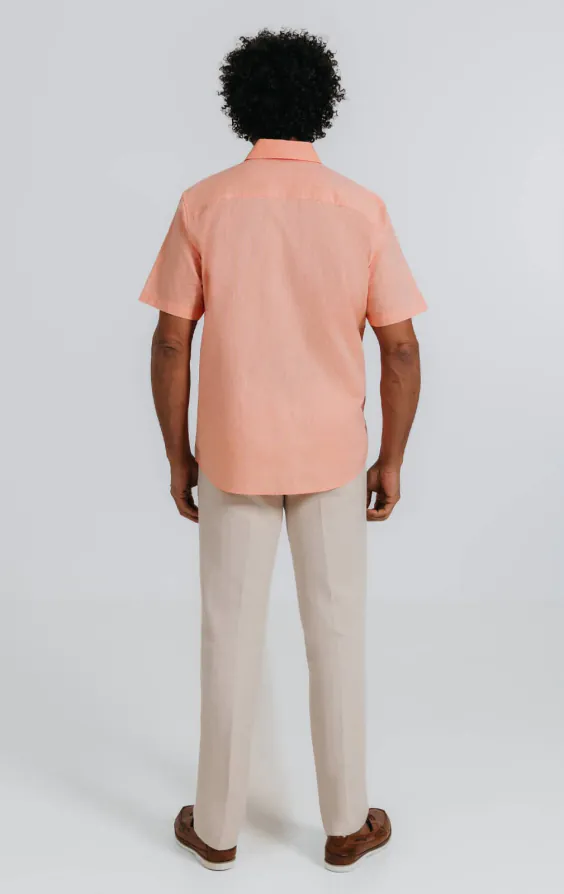 Orange Linen Short Sleeve Shirt - photo 3