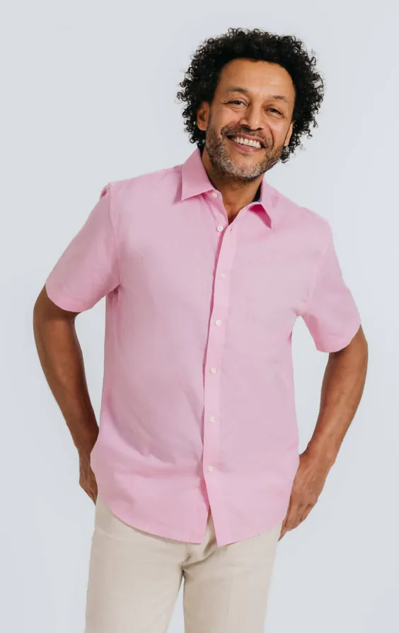 Pink Linen Short Sleeve Shirt Pink Linen Short Sleeve Shirt