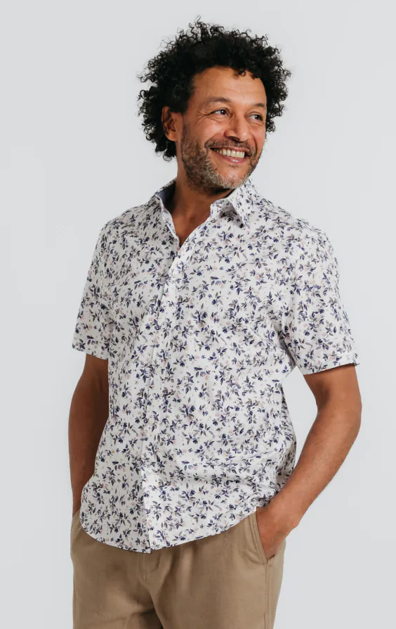 Floral Print Cotton Short Sleeved Shirt Floral Print Cotton Short Sleeved Shirt
