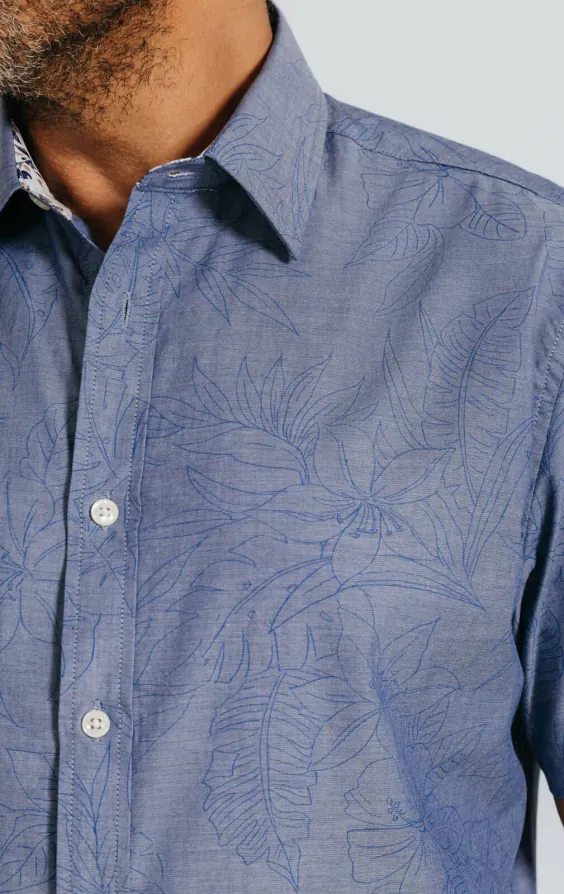 Blue Floral Print Short Sleeved Shirt - photo 2 Blue Floral Print Short Sleeved Shirt - photo 2