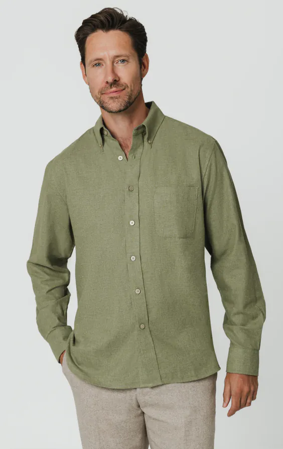 Sage Green Brushed Cotton Shirt - photo 5 Sage Green Brushed Cotton Shirt - photo 5