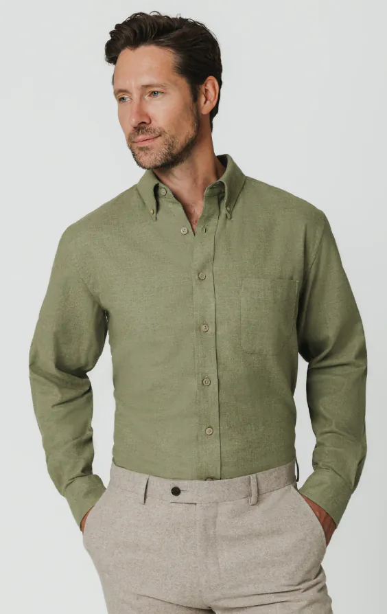 Sage Green Brushed Cotton Shirt - photo 3 Sage Green Brushed Cotton Shirt - photo 3