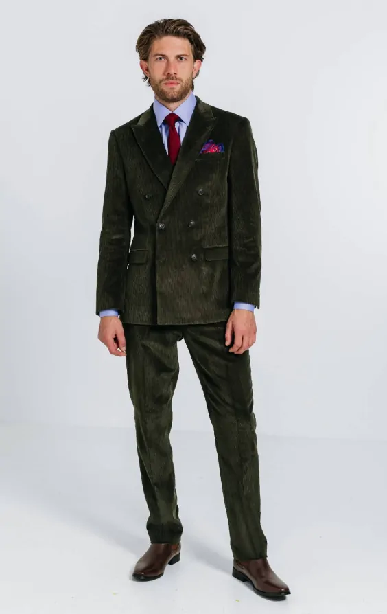 Double Breasted Green Corduroy Suit thumbnail 2