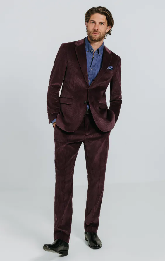 Burgundy Corduroy Suit thumbnail 2