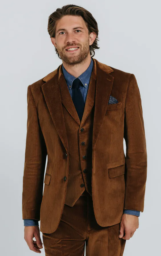 Mid Brown Corduroy 3 Piece Suit primary image