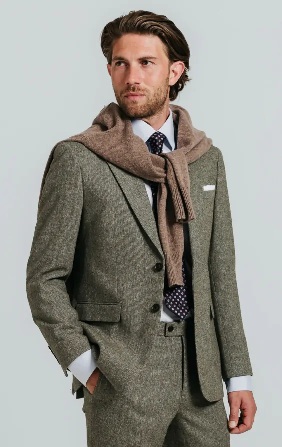 Sage Green Herringbone Tweed Suit thumbnail 2