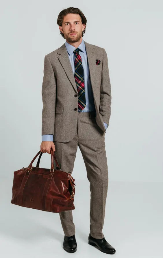 Brown Herringbone Tweed Suit thumbnail 2
