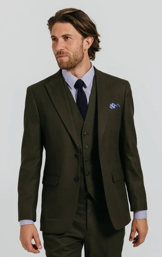 Dark Green Twill 3 Piece Suit primary image