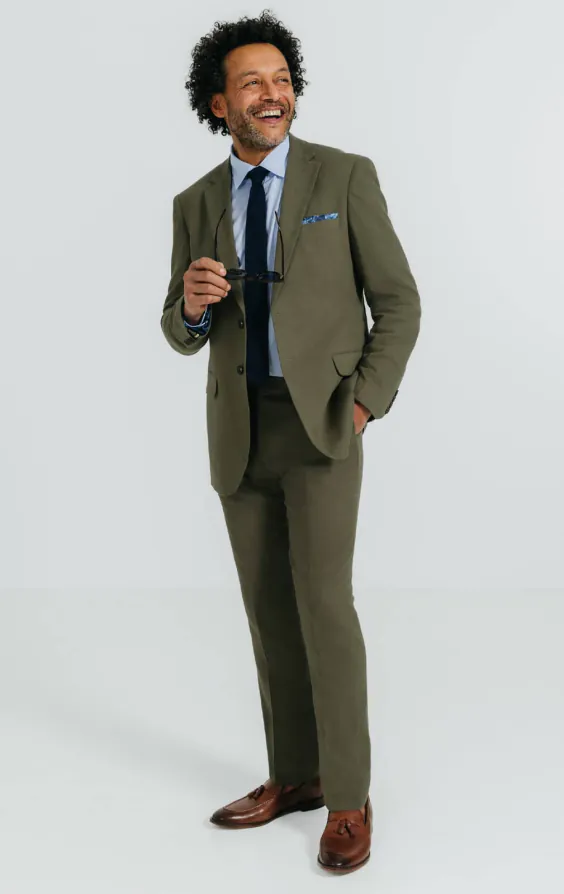 Green Linen Twill Suit - photo 1