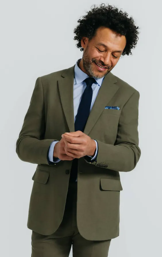 Green Linen Twill Suit