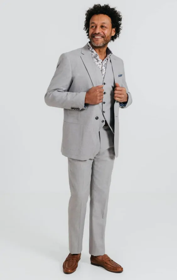 Light Grey Linen 3 Piece Suit thumbnail 2