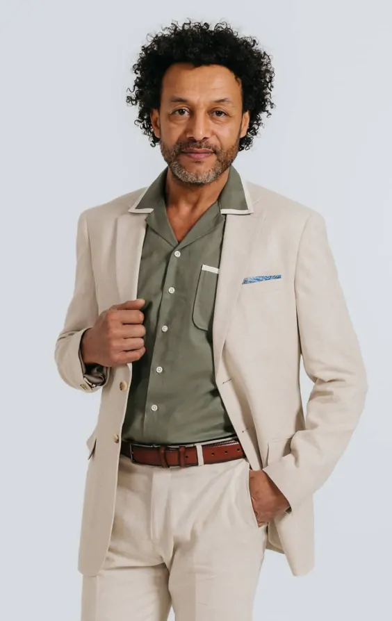 Oatmeal Linen Herringbone Suit primary image