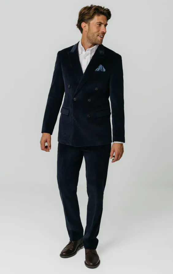 Double Breasted Navy Corduroy Suit thumbnail 2